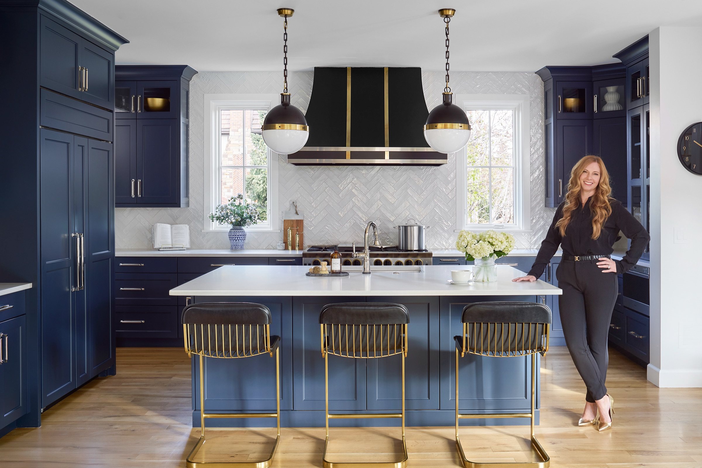 Kendra Stewart of E+E Design Consulting styled in one of her completed interior design projects