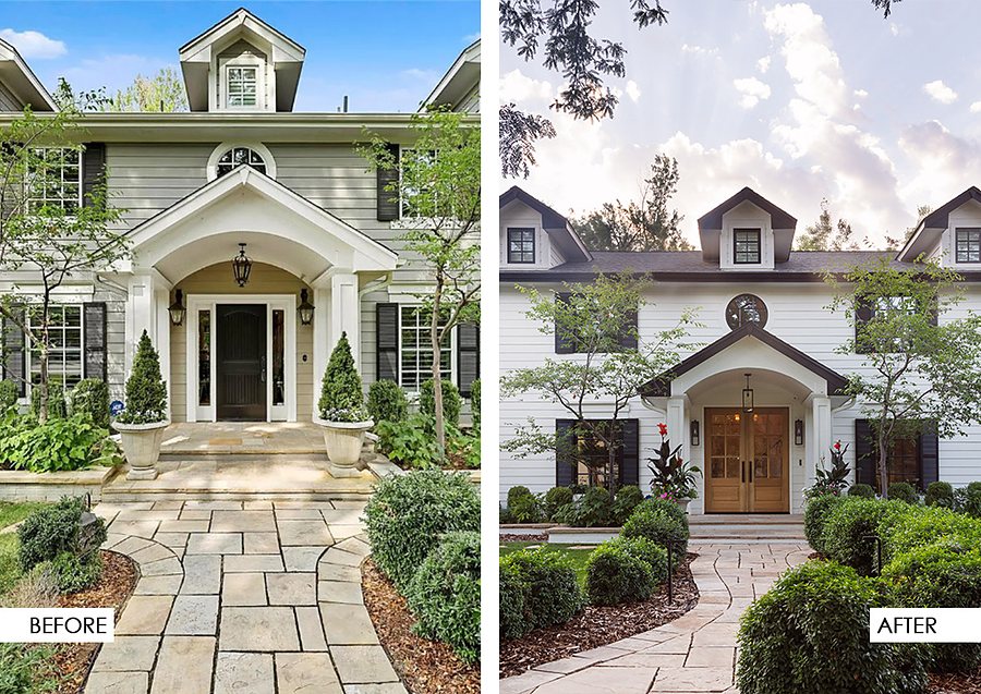 Greenwood Village home exterior before and after the whole home revival