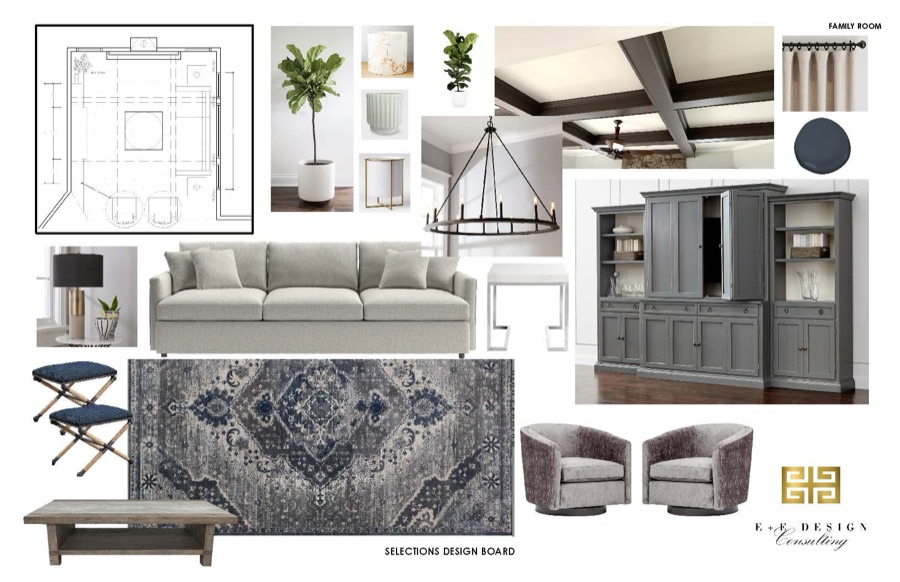 Blackstone family room revive, before, after, and selection boards, photo 6